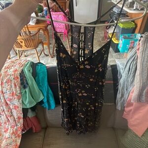 American Eagle Outfitters Black Lace Midi Dress